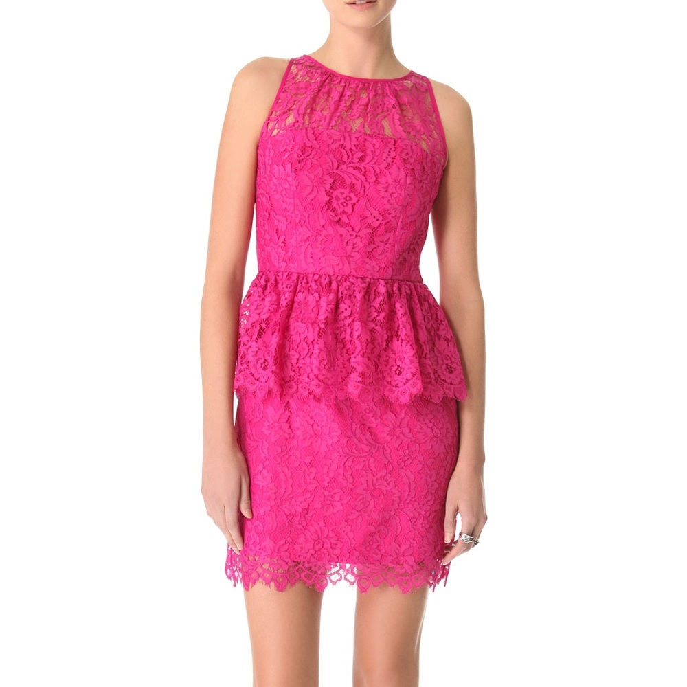 Milly pink peplum lace dress size 4